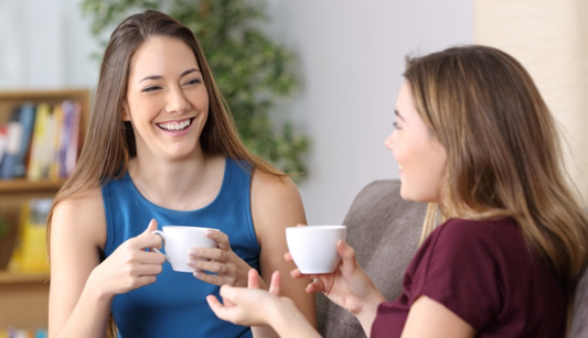 Happy woman and friend